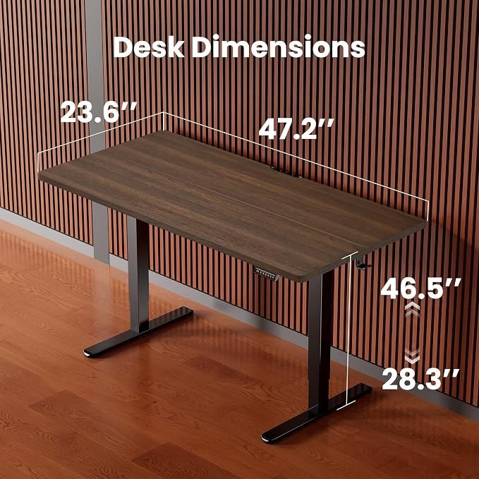 ErGear Height Adjustable Electric Standing Desk, 48 x 24 Inches Sit Stand up Desk, Memory Computer Home Office Desk, Dark Walnut