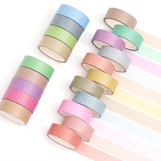 YUBBAEX 20 Rolls Solid Colors Washi Tape Set Pastel Colored Masking Rainbow Decorative Tapes, Designer's Selection (Macaron)