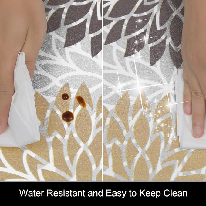 HEBE Anti Fatigue Kitchen Rugs Set of 2, Cushioned Kitchen Mats for Floor | Non Slip Washable Kitchen Runner Rug Set, Floral Stain Resistant Waterproof Comfort Mat Carpet for Sink, Standing Desk