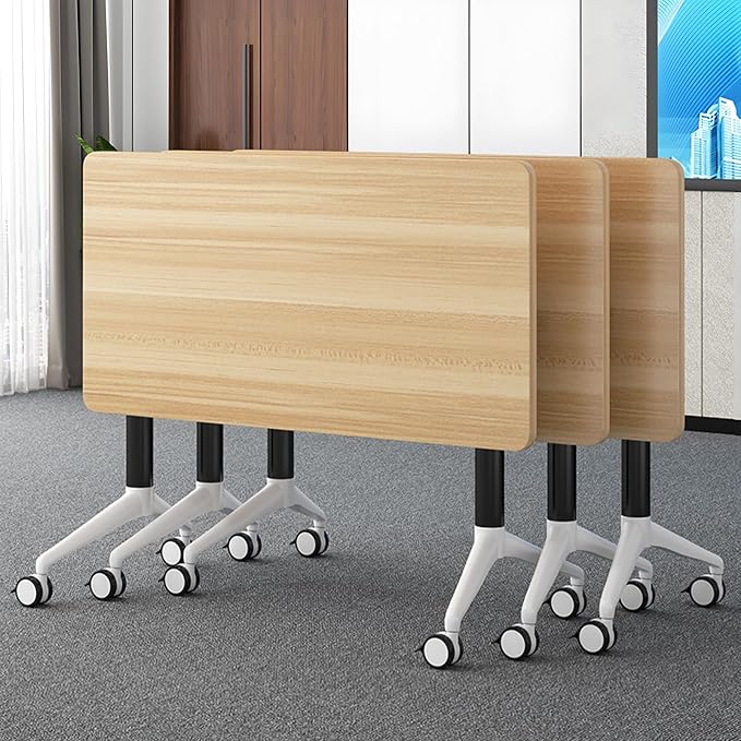 Folding Conference Table with Flip-Top & Locking Wheels, Training Table with Metal Frame – Modular, Space-Saving Design for Office, Meeting, and Classroom Use