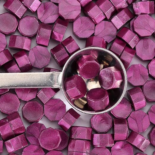 Yoption 360 Pcs Purplish Red Sealing Wax Beads Set for Wax Seal Stamp with Candles and Melting Spoon