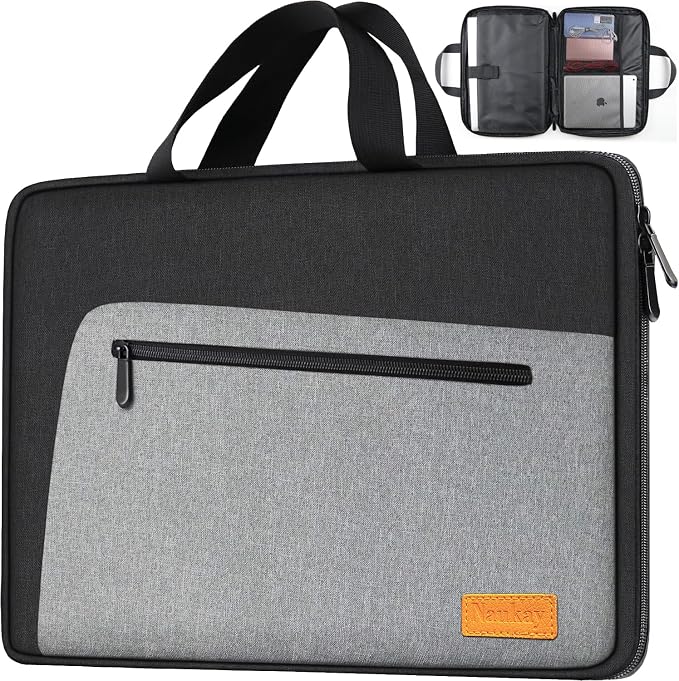 Laptop Sleeve, Slim Durable Notebook Computer Protection Case Business Briefcase Handle Bag Compatible with 14 15 15.4 inch MacBook Pro HP Dell Acer Asus Chromebook, Black/Grey