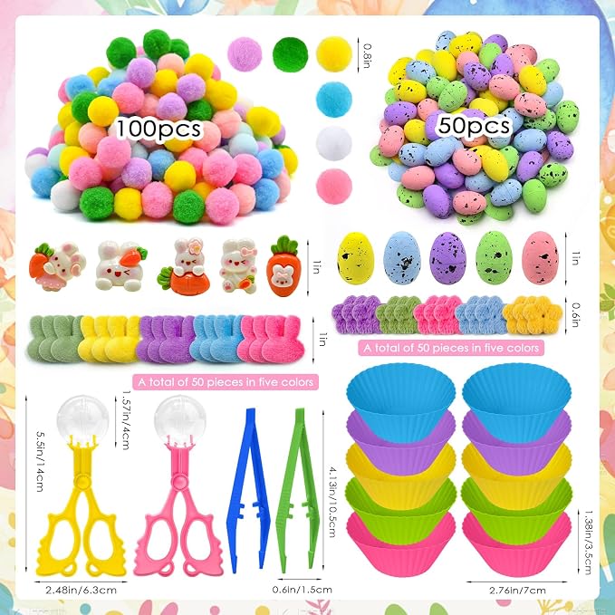 269 Pcs Easter Sensory Bin Filler Bunny Egg Flower Counting Sorting Sensory Bin Items Fine Motor Easter Counts for Spring Counting Decor
