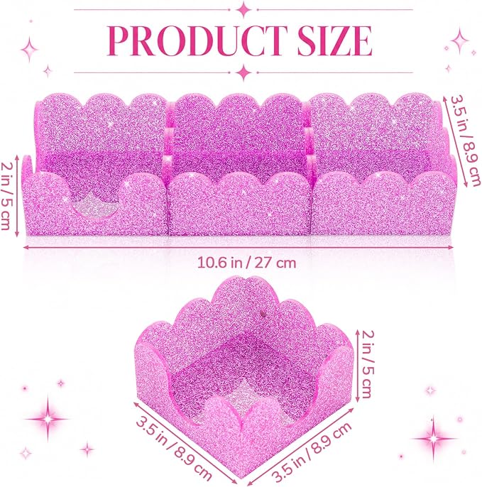 Magnetic 3-in-1 Acrylic Sticky Note Holder Glitter Self Stick Note Pad Holder Dispenser for 3x3 Notepad & Memo Pads Storage Desktop Organizer with Non-Slip Base for Home School Office Desk Supplies