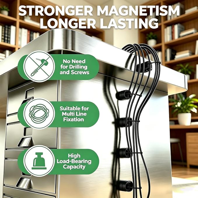 50 Pcs zbab1 Magnetic Zip Tie Mount Base, 35LBS Strong Magnetic Wire Holder & Cable Clips,Magnetic cable management for cars, offices, homes, and boats Diameter 25mm