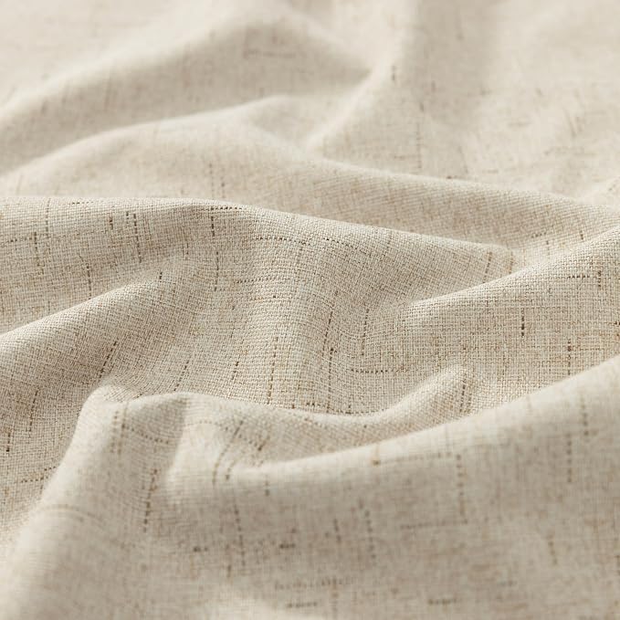 KOUFALL Bathroom Curtains Window,Short Natural Linen Blackout Curtains 45 Inches Long