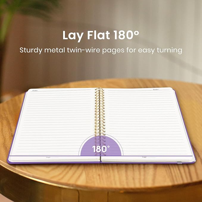 Taja Lined Spiral Journal Notebook for Women & Men, 140 Pages, College Ruled Hardcover Notebook for Work & Note Taking, Journals for Writing, A5(5.7" x 7.9") – Amethyst Purple