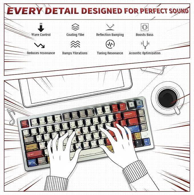Retro Anime PBT Keycaps-141 Corlorful Graffiti Keys,No Tear,Never Fades,Gift Box for MX Mechanical Keyboard (Fit All Layout 100% 75% 65% 60%) Ergonomic Cherry Profile Key Caps Set (Typing,Gaming)