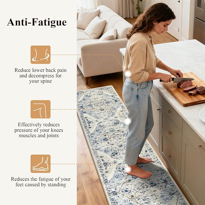 Ileading Anti Fatigue Kitchen Rugs Sets of 2 Cushioned Kitchen Mats for Floor Waterproof Kitchen Mat Set Non Slip Comfort Standing Mat for Kitchen, Office, Sink, Laundry