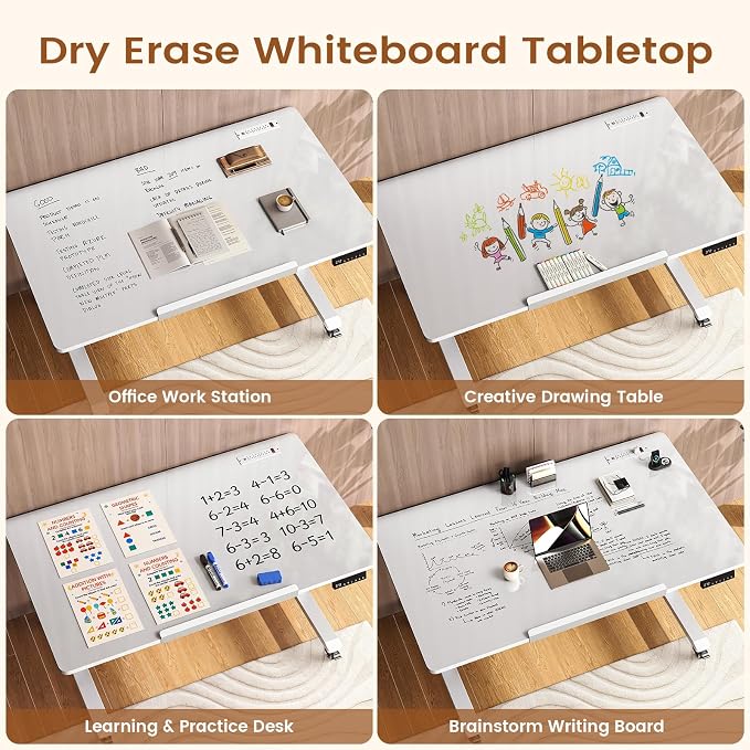 SEDETA 47x24'' Foldable Electric Standing Dry Erase Board Desk with Wheels | 180° Tiltable Mobile Rising Computer Desk Height Adjustable for Drawing/Writing/Gaming/Study/Home Office/Small Space