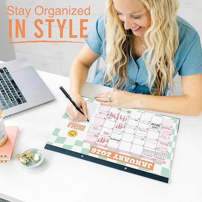 Hadley Designs Large Teacher Desk Calendar 2026-2027 - Desktop Calendar 2026, 18-Month Desk Calendars for Home, Office & Classroom, Cute Classroom Must Haves, Back to School Teacher Gifts
