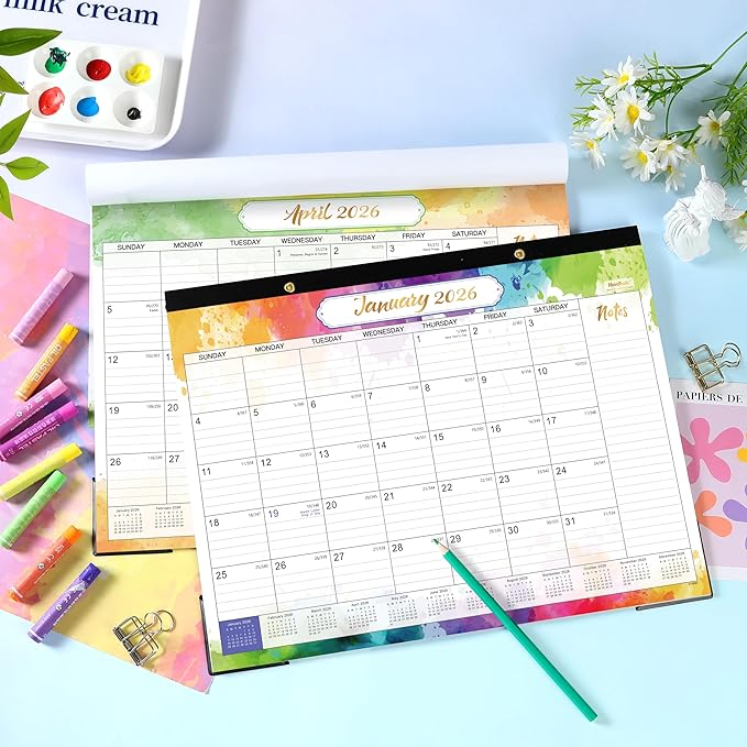 2026 Desk Calendar - JAN 2026 - DEC 2026, 14.6" x 11.4" 2026 Calendar, 12 Months Desk Calendar, Desk Pad, Colorful