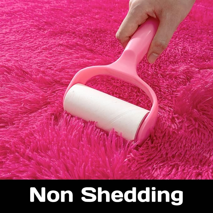 Awaytail Fluffy Area Rug for Living Room 8x10 Feet, Hot Pink Shaggy Rugs for Bedroom 8x10 Area Rugs Non Slip Clearance