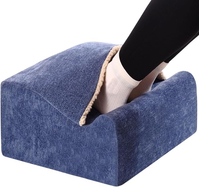 Foot Rest for Under Desk at Work, Office Footrest with Warm Feet Pocket,Ergonomic Under Desk Footrest with Washable Cover, Stool for Office Chair & Back &Pain Relief(Blue+)