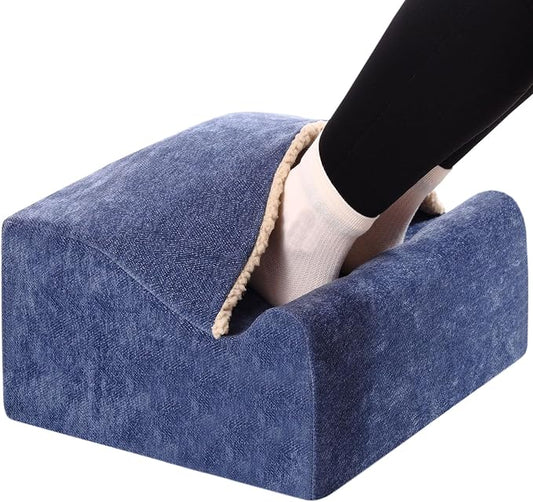 Foot Rest for Under Desk at Work, Office Footrest with Warm Feet Pocket,Ergonomic Under Desk Footrest with Washable Cover, Stool for Office Chair & Back &Pain Relief(Blue+)