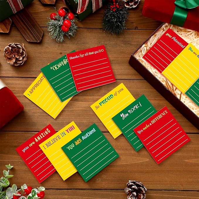 Yinder 24 Pcs Inspirational Sticky Notes Thank You Gift Motivational Sticky Note Pad Employee Appreciation Gift Bulk for Staff Coworker Teacher Nurse Office Groups 3 x 3'' (Appreciation,Xmas Color)