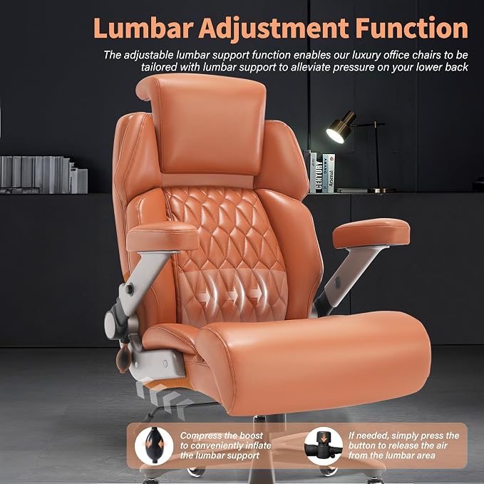 Big and Tall Office Chair 700lbs, Ergonomic High Back Computer Desk Chair | Adjustable Headrest&Lumbar Support, 3D Flip Arms, Large Wheels, Heavy Duty Metal Base, Thick Padded Wide Seat Executive Chair