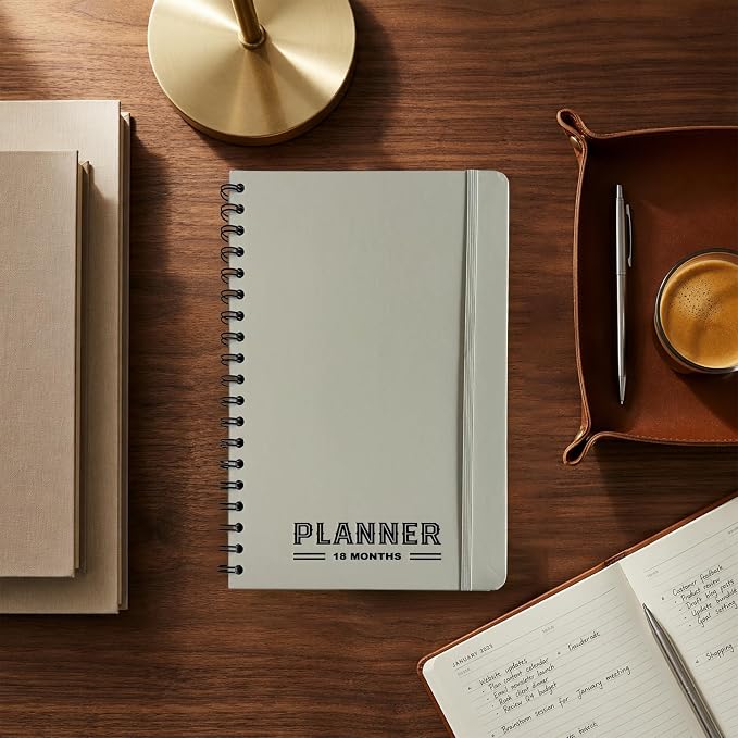 Undated Monthly Planner 2026 2027-18 Month Calendar Planner Book for School, Office and Home - Simplified Hardcover Blank Planners for Goals, Tasks and Dates - B5 Beige