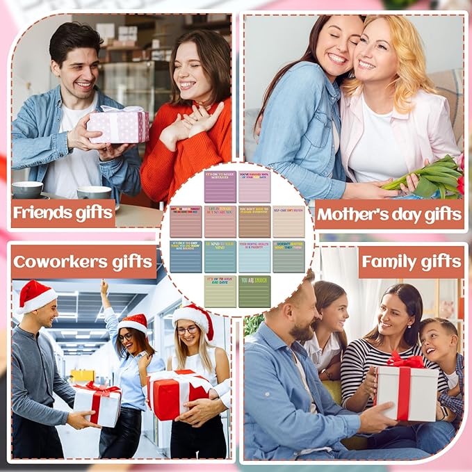 Yinder 24 Pcs Inspirational Sticky Notes Thank You Gift Motivational Sticky Note Pad Employee Appreciation Gift Bulk for Staff Coworker Teacher Nurse Office Groups 3 x 3'' (Health,Morandi Color)