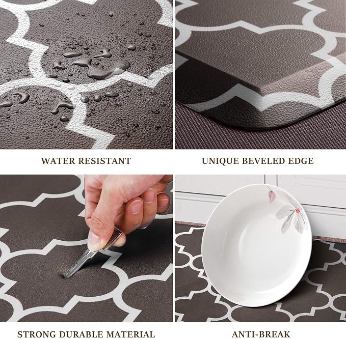 WISELIFE Kitchen Mat Cushioned Anti-Fatigue Kitchen Rug,17.3"x 39",Non Slip Waterproof Kitchen Mats and Rugs Heavy Duty PVC Ergonomic Comfort Mat for Kitchen, Floor Home, Office, Sink, Laundry