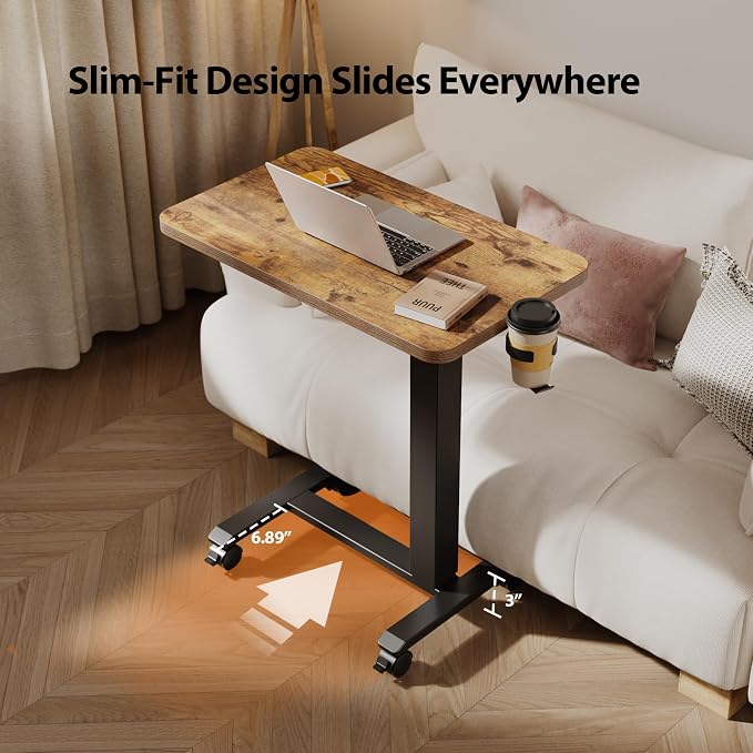 Agilestic Electric Standing Desk, 26 x 16 Inches Height Adjustable Desk, Sit Stand up for Work Office Home, Ergonomic Rising Computer Table with with Wheels, Rustic Brown