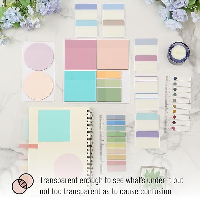 Mr. Pen- Transparent Sticky Notes Set, 1000 Sheets | Transparent Sticky Notes Tabs with Marker Pen for Bible Study, Office, School, Planning, Journaling & Organization