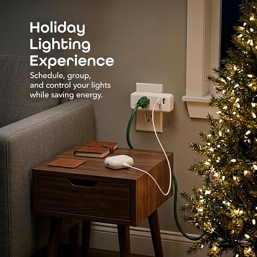 Geeni Switch + Charge Multi Port Smart Wi-Fi Plug with 2 USB Ports, Energy Saving Outlet with App Control, Compatible with Alexa and Google Home