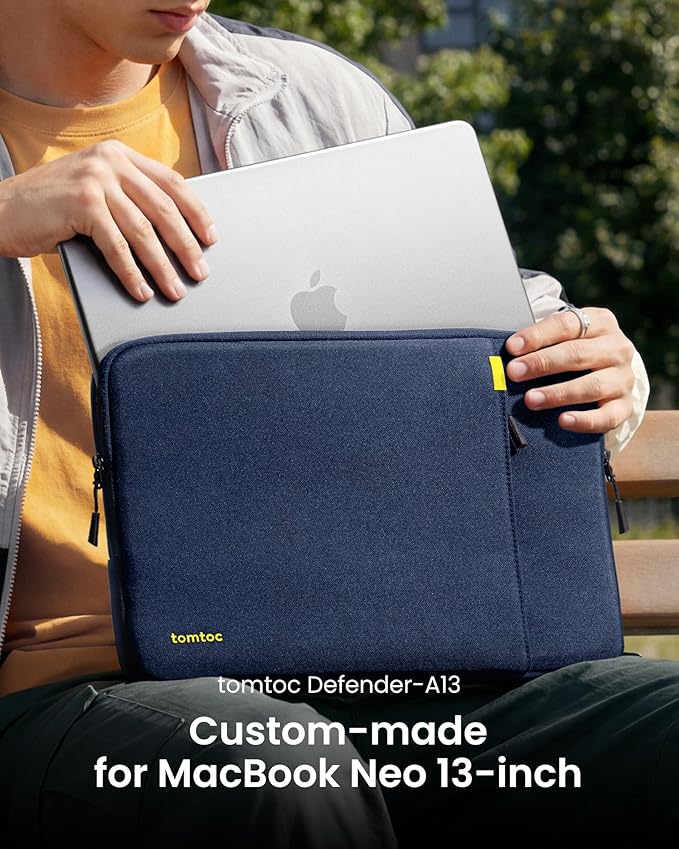 tomtoc 360° Protective Laptop Sleeve Designed for 13-inch New MacBook Neo A3404 (2026) A18 Pro Chip, Water-Resistant Shockproof Computer Case Bag Fits 12-13 Inch Surface Pro Copilot+ PC