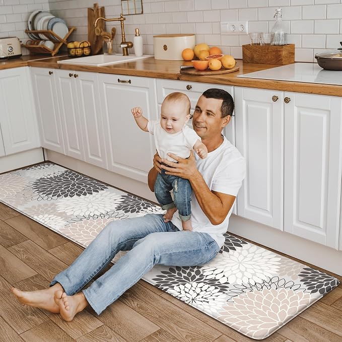 KIMODE Kitchen Mats Cushioned Anti Fatigue Comfort Kitchen Runner Rugs | 20"x71"Pink, Floral,Farmhouse,Waterproof Kitchen Mat ,Comfort Standing,Wipe Clean,Kitchen Runner Rug Laundry Sink Floor