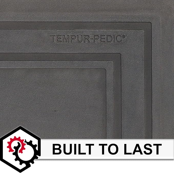 Tempur-Pedic Ultra Comfort Anti-Fatigue Frame Pewter 1' 8" x 3' 6" Kitchen Floor Mat Cushioned Ergonomic Standing Desk Mat Waterproof Non-Skid Foam