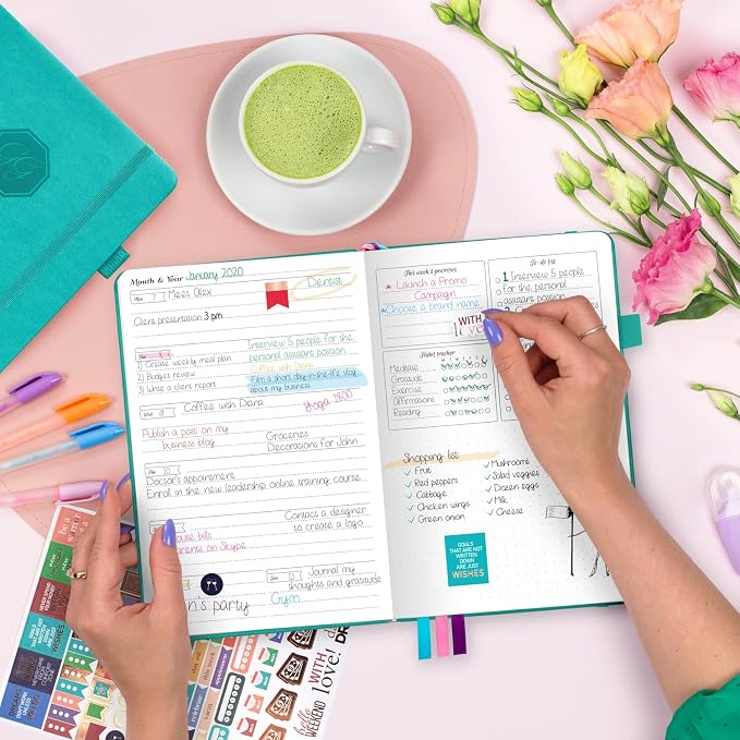 GoGirl Planner and Organizer for Women – A5 Size Weekly Planner, Goals Journal & Agenda to Improve Time Management, Productivity & Live Happier. Undated – Start Anytime, Lasts 1 Year – Turquoise