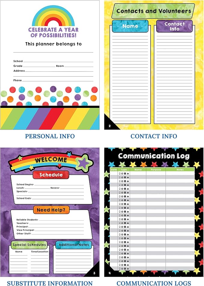 Carson Dellosa Celebrate Learning Teacher Planner 2026-2027, Undated 8" x 11" Lesson Plan Book With Stickers, Class Schedule, and Weekly Calendar School Supplies, Homeschool and Classroom Must Haves