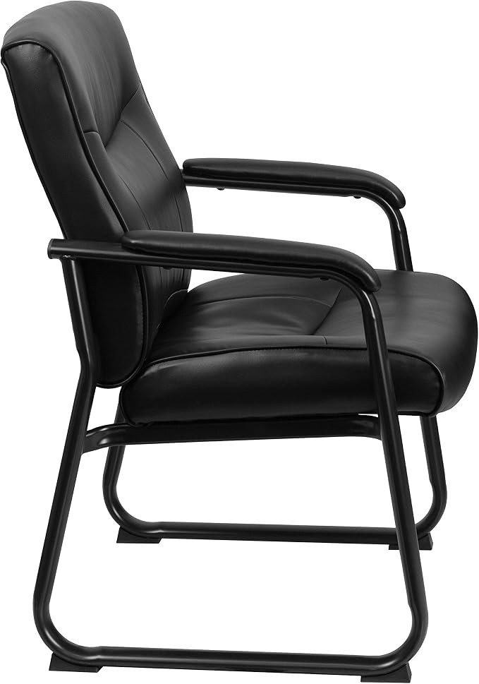 Flash Furniture Hercules Series Big & Tall LeatherSoft Executive Side Reception Chair, Padded Lobby Chair with 500-lb. Static Weight Capacity, Black