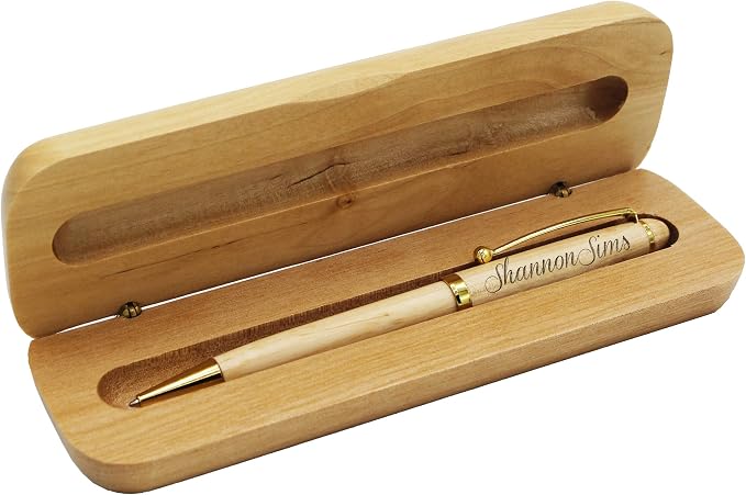 My Personal Memories Custom Engraved Ballpoint Pen with Personalized Case - Wood Pen Set for Lawyers, Doctors, Teachers, Graduates, Students (Maple)