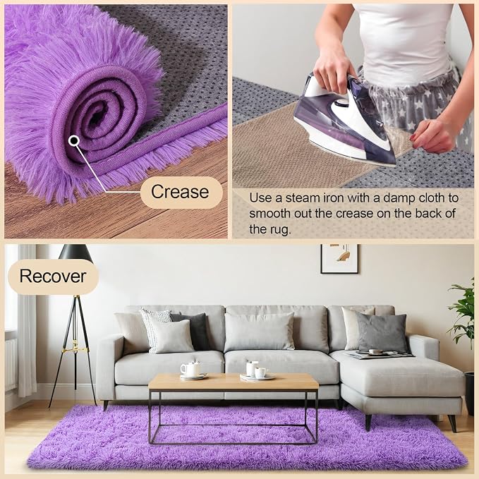 Mugorn Small Soft Shag Rugs for Bedroom, 2x3 Fluffy Area Rugs for Living Room