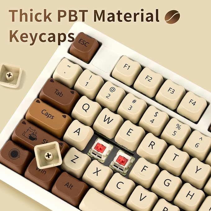 XVX Cute Cat Keycaps, Thick PBT Keycap Mao Profile, 141 Keys Keyboard Keycaps, Dye-Sublimation Keycap Set Compatible with 60% 75% 96% 100% Cherry Gateron MX Switches Mechanical Gaming Keyboard