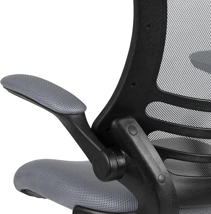 Flash Furniture Kelista Mid-Back Swivel Office Chair with Adjustable Seat Height, Ergonomic Mesh Desk Chair with Flip-Up Armrests, Dark Gray | Adjustable Foot Ring, Mid-Back, Flip-Up Arms, Mesh Back