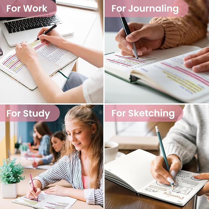 Taja Dotted Journal Notebook for Women & Men, Hardcover Leather Journal for Writing, A5 Dotted Journaling Notebook for Work & Sketching, Perfect for Office School Home Supplies, 160 Pages, Garden