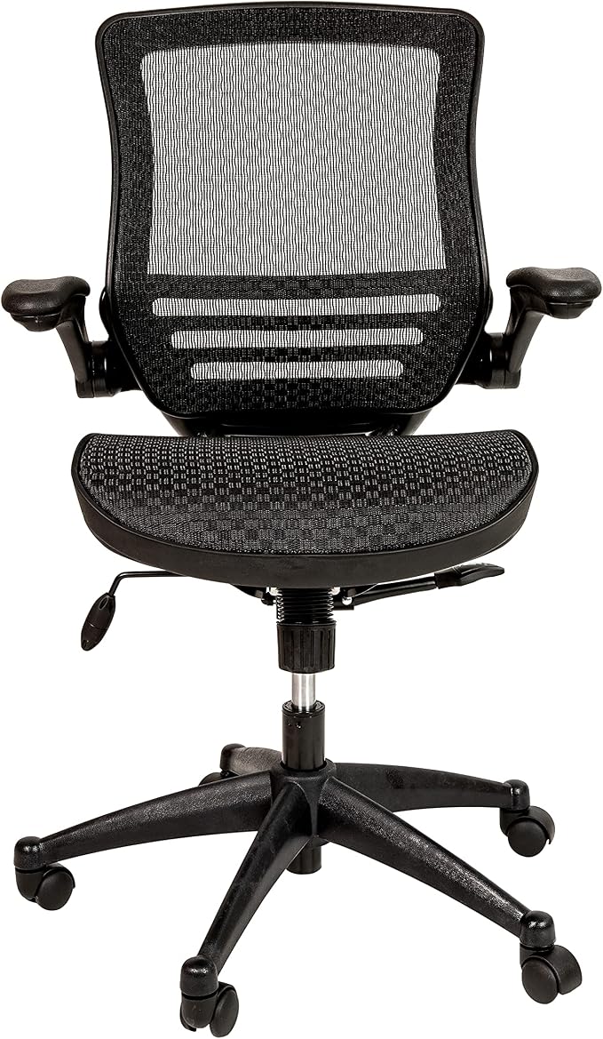 Flash Furniture Warfield Mid-Back Transparent Black Mesh Executive Swivel Office Chair with Black Frame and Flip-Up Arms