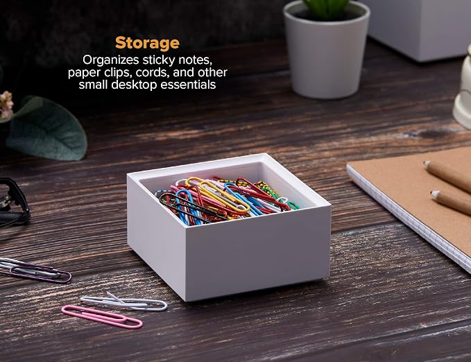 Bostitch Office Konnect Desk Organizer Accessory Tray, Stacks for Desktop Storage, White (Pack of 6)