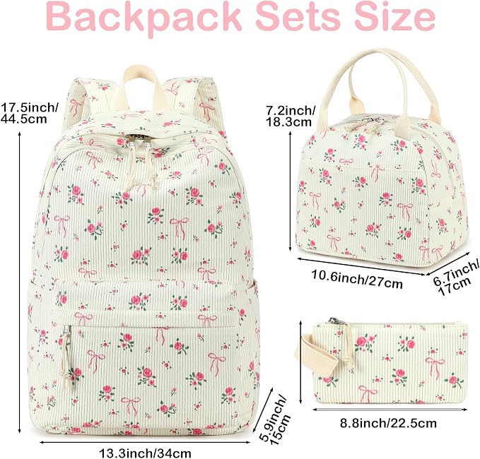 LEDAOU Backpack for Girls School Bag Kids Bookbag Teen Backpack Set Daypack with Lunch Bag and Pencil Case | Kids