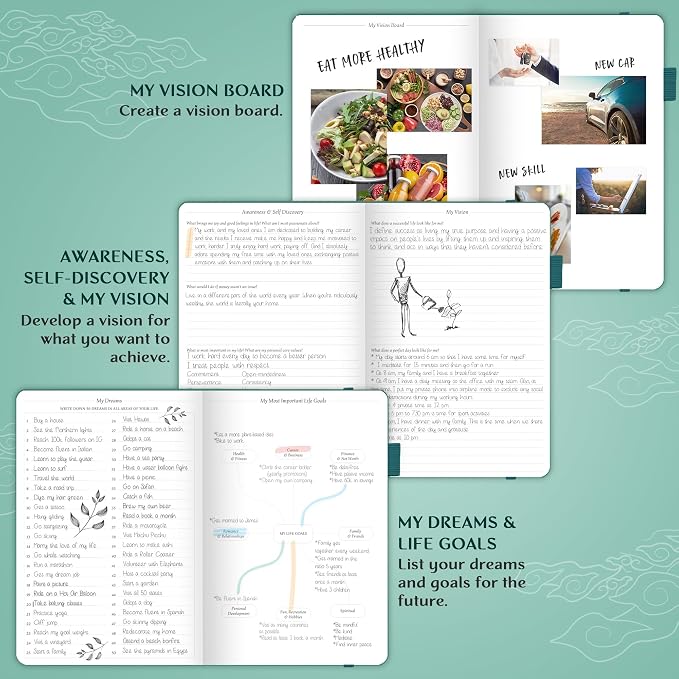 Legend Undated Weekly Planner – Goal Planner Journal & Organizer Notebook – Agenda Book with Monthly Calendar & To-Do List, A5 (Viridian Green, Gold)