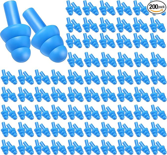 TrelaCo 200 Pairs Silicone Ear Plugs Soft Reusable Waterproof Ear Plugs for Sleeping Noise Swimming Hearing Protection Earplugs Shooting Construction Hunting Music Concerts(Blue)