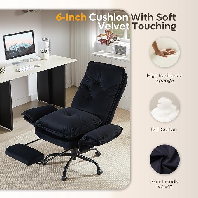 Bestier Criss Cross Office Chair with Flip-Up Armrests, High Back Executive Chair with Footrest & Wheels, Cross Legged Desk Chair for Home Office, Black Velvet