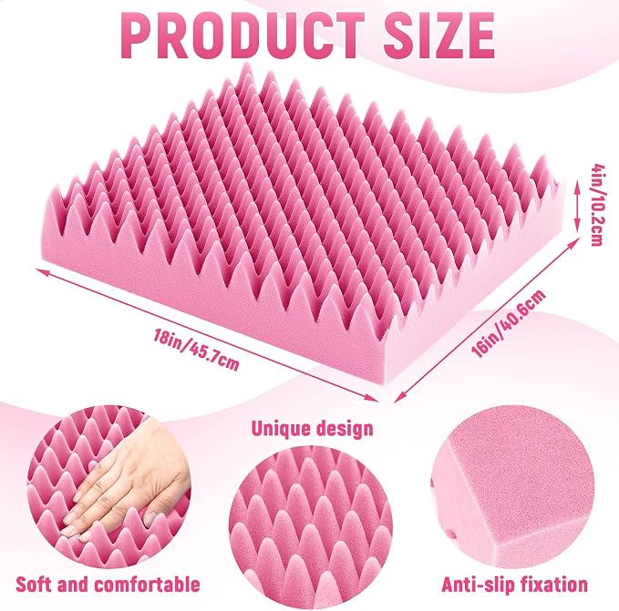 Geiserailie 1 Pcs Egg Foam Pad Eggs Chair Cushion to Relieve Back Foam Seat Cushion Chair Accessories Pad for Office Recliner Wheelchair Home Car (18 x 16 x 4 Inches Egg-Shaped,Pink)