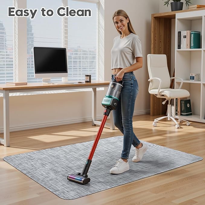 Sycoodeal Office Chair Mat for Hardwood & Tile Floor,Computer Gaming Chair Mat for Rolling Chairs Non-Curve, Anti-Slip, Heavy Duty Floor Protector for Home Office,Grey (48" x 55")