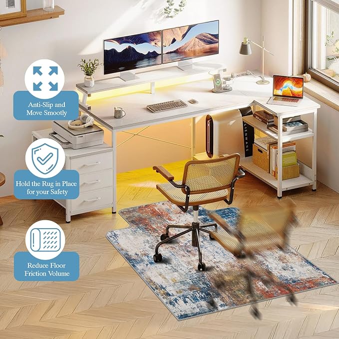Office Chair Mat for Hardwood Floor & Tile Floor,36"X 48" Heavy Duty Desk Chair Mat for Hard Floors, Under Desk Rug for Rolling Computer Chair,Anti Slip,Low Pile Carpet Protector-Convex Multii