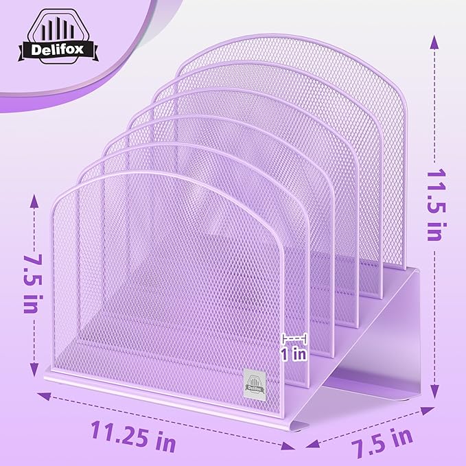 Inclined Desk File Organizer,Vertical File Folder Holder Stand Metal Rack File Sorter for Office Classroom Desktop Organization