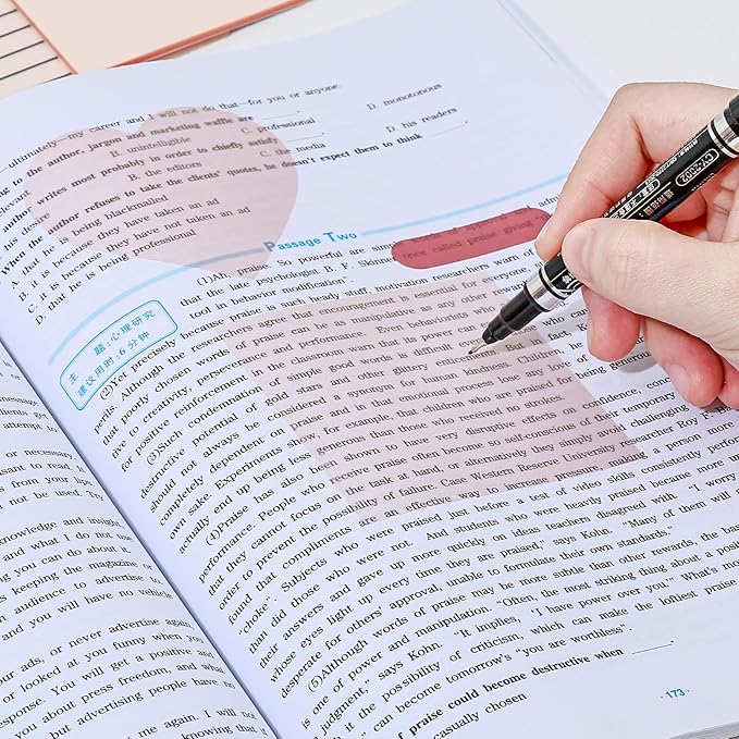 850 Sheets Transparent Sticky Notes, 3 x 3 Inch Clear Sticky Notes with Marker Pen for Bible, Waterproof Self-Adhesive Annotation Tabs, Gradient Color Note Pads for School Office (Red)