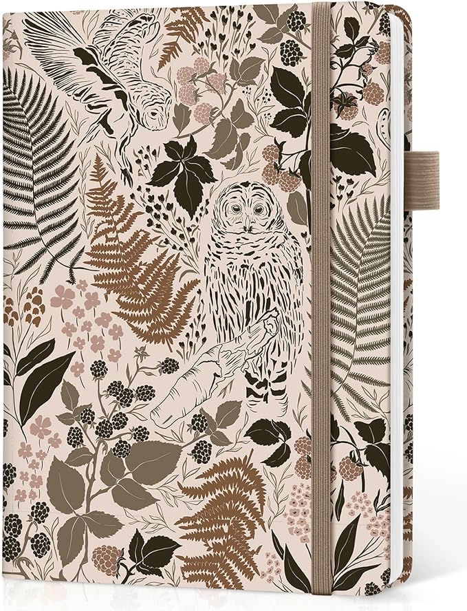 Dotted Journal Notebook for Women & Men, Hardcover Leather Journal for Writing, A5 Dotted Journaling Notebook for Work & Sketching, Perfect for Office School Home Supplies, 160 Pages, Magical Forest